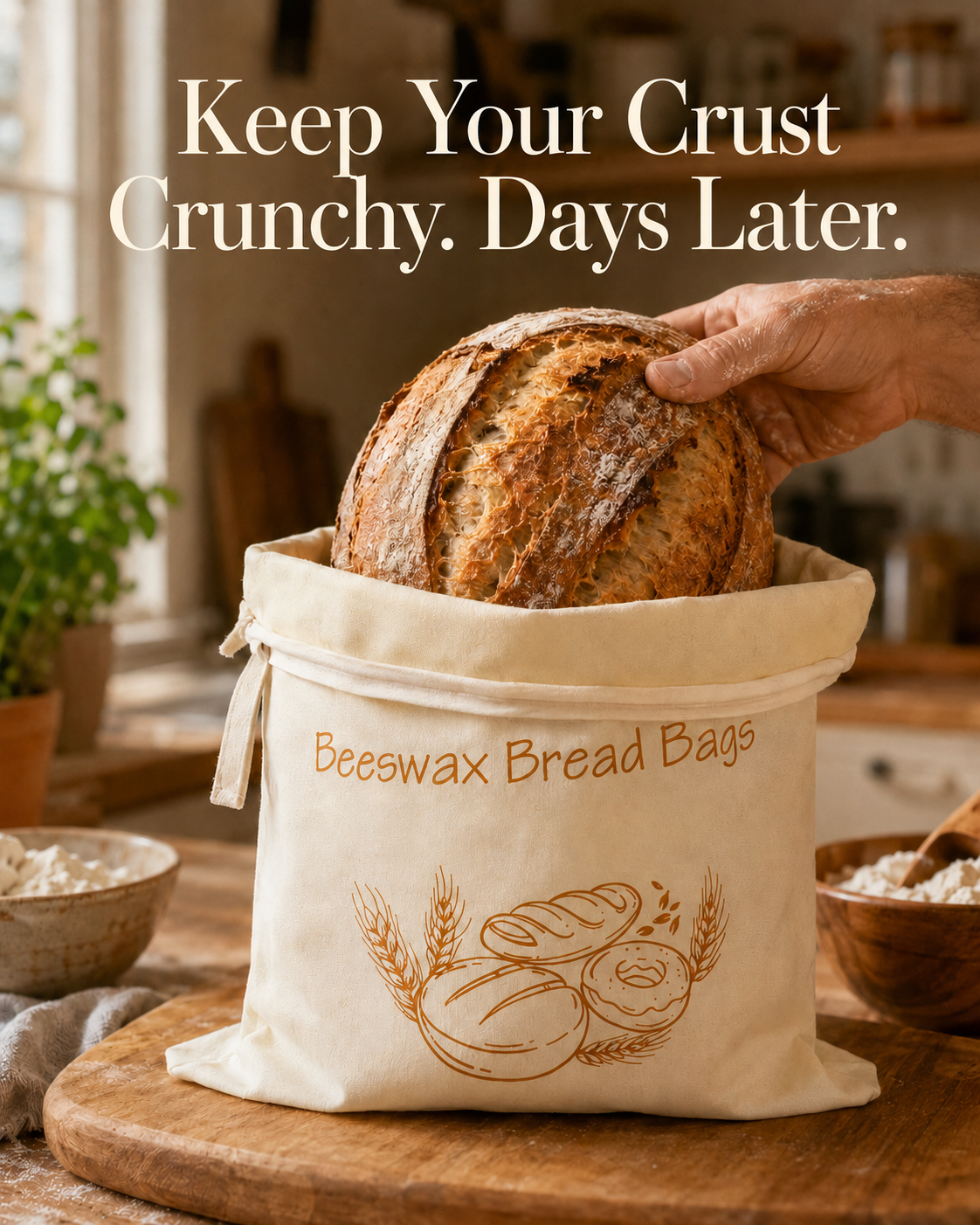 The Crust Keeper - 100% Natural Beeswax Bread Bag